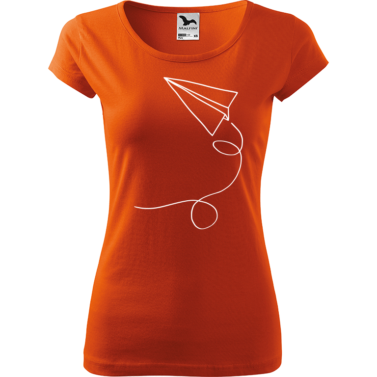 Ručně malované dámské bavlněné tričko - Šipka Barva trička: ORANŽOVÁ, Velikost trička: L, Barva motivu: BÍLÁ