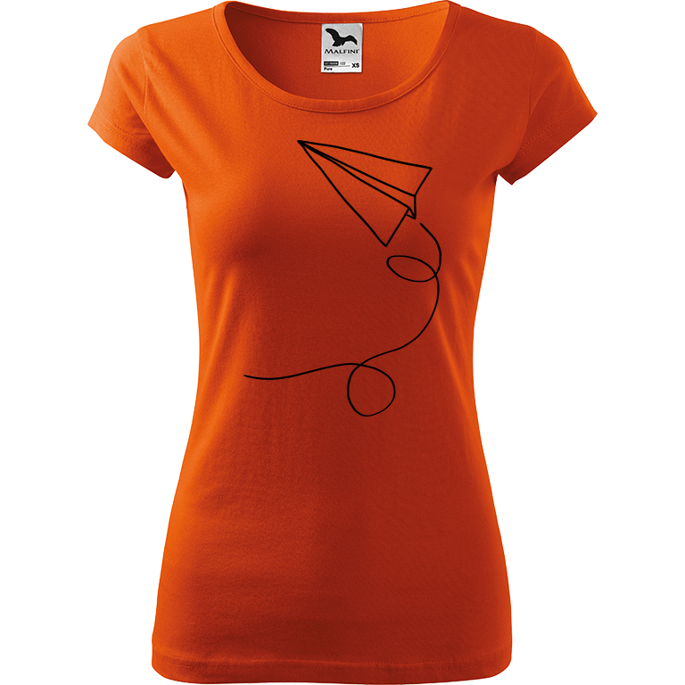 Ručně malované dámské bavlněné tričko - Šipka Barva trička: ORANŽOVÁ, Velikost trička: XS, Barva motivu: ČERNÁ