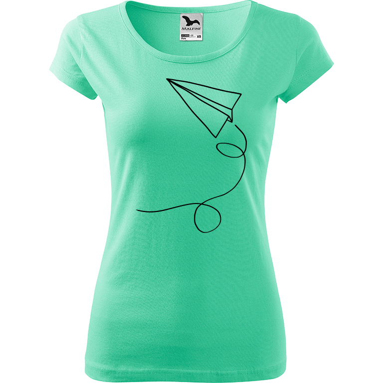 Ručně malované dámské bavlněné tričko - Šipka Barva trička: MÁTOVÁ, Velikost trička: M, Barva motivu: ČERNÁ