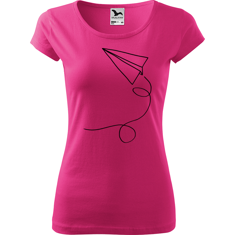 Ručně malované dámské bavlněné tričko - Šipka Barva trička: RŮŽOVÁ, Velikost trička: S, Barva motivu: ČERNÁ