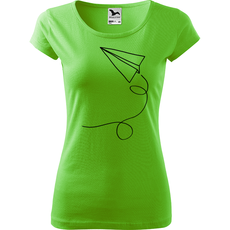 Ručně malované dámské bavlněné tričko - Šipka Barva trička: SVĚTLE ZELENÁ, Velikost trička: XS, Barva motivu: ČERNÁ
