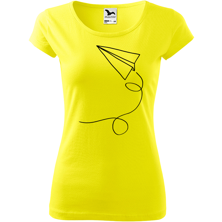 Ručně malované dámské bavlněné tričko - Šipka Barva trička: CITRONOVÁ, Velikost trička: M, Barva motivu: ČERNÁ