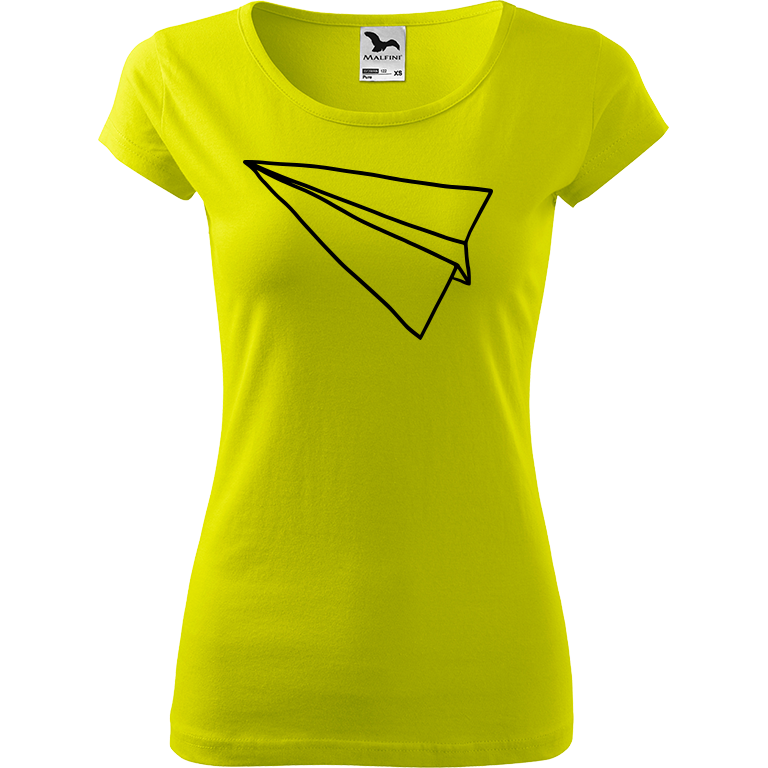 Ručně malované dámské bavlněné tričko - Šipka - Samotná Barva trička: LIMETKOVÁ, Velikost trička: L, Barva motivu: ČERNÁ