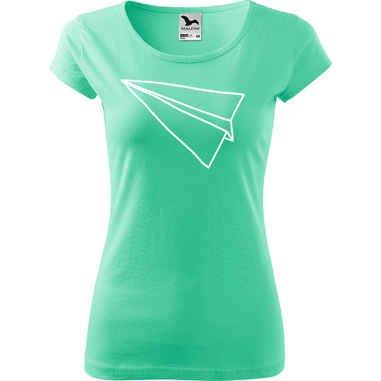 Ručně malované dámské bavlněné tričko - Šipka - Samotná Barva trička: MÁTOVÁ, Velikost trička: XL, Barva motivu: BÍLÁ