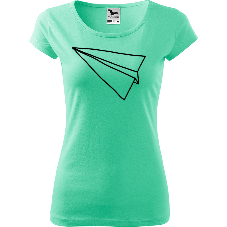 Ručně malované dámské bavlněné tričko - Šipka - Samotná Barva trička: MÁTOVÁ, Velikost trička: XL, Barva motivu: ČERNÁ