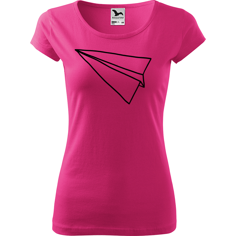 Ručně malované dámské bavlněné tričko - Šipka - Samotná Barva trička: RŮŽOVÁ, Velikost trička: S, Barva motivu: ČERNÁ