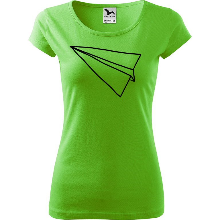 Ručně malované dámské bavlněné tričko - Šipka - Samotná Barva trička: SVĚTLE ZELENÁ, Velikost trička: L, Barva motivu: ČERNÁ