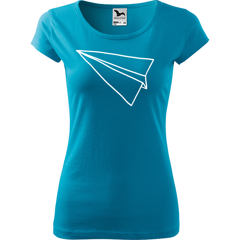 Ručně malované dámské bavlněné tričko - Šipka - Samotná Barva trička: TYRKYSOVÁ, Velikost trička: S, Barva motivu: BÍLÁ