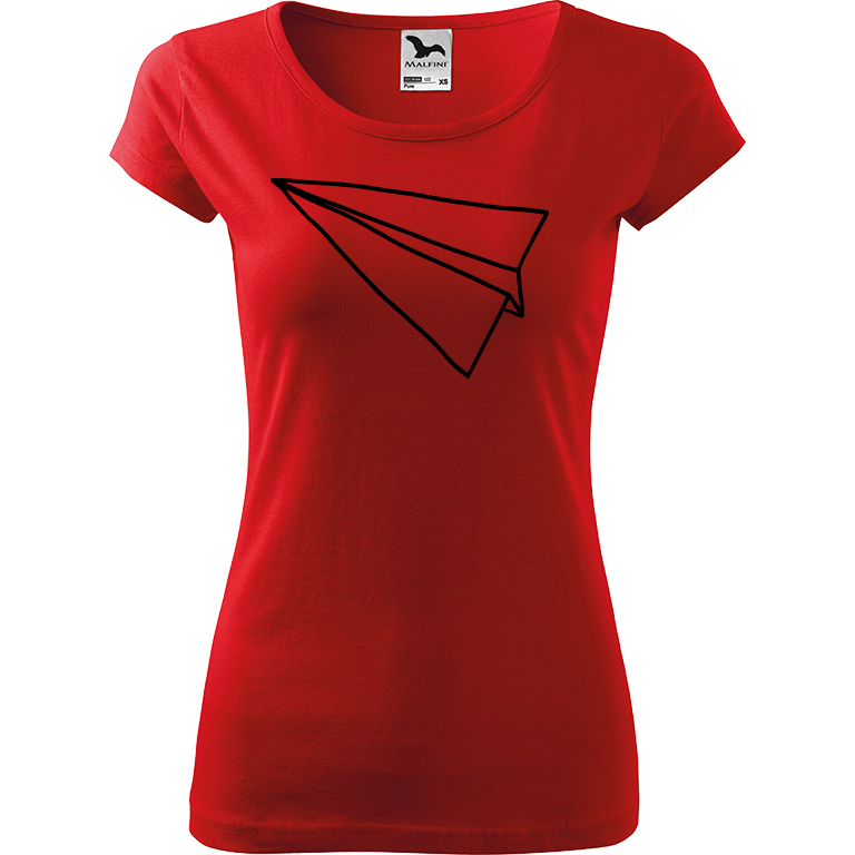 Ručně malované dámské bavlněné tričko - Šipka - Samotná Barva trička: ČERVENÁ, Velikost trička: XXL, Barva motivu: ČERNÁ