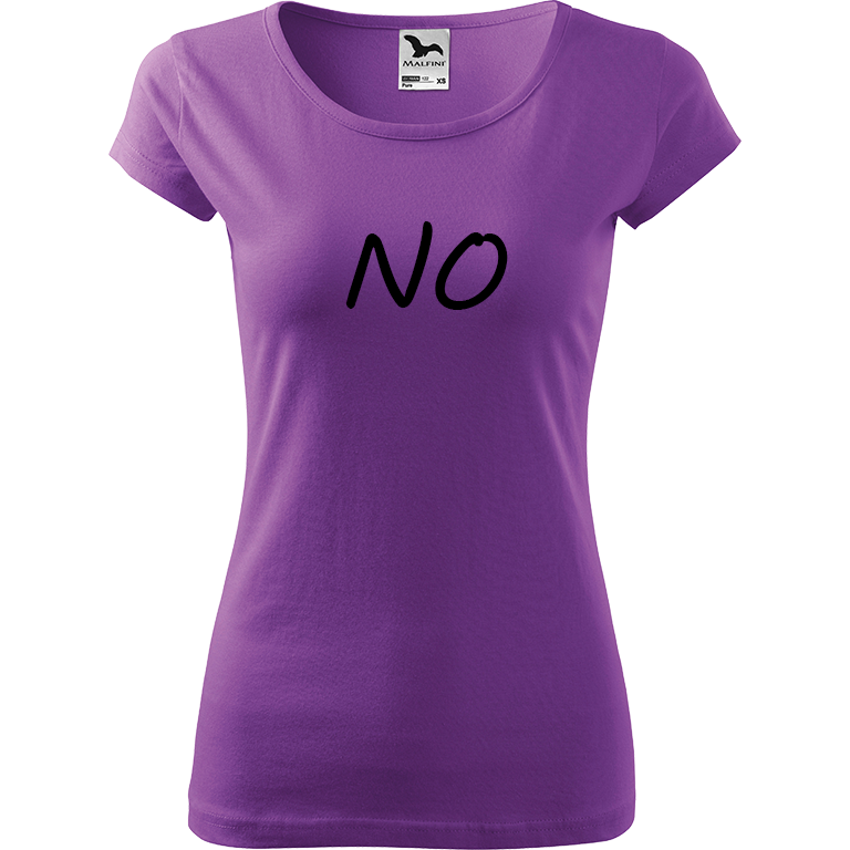 Ručně malované dámské bavlněné tričko - NO Barva trička: FIALOVÁ, Velikost trička: M, Barva motivu: ČERNÁ