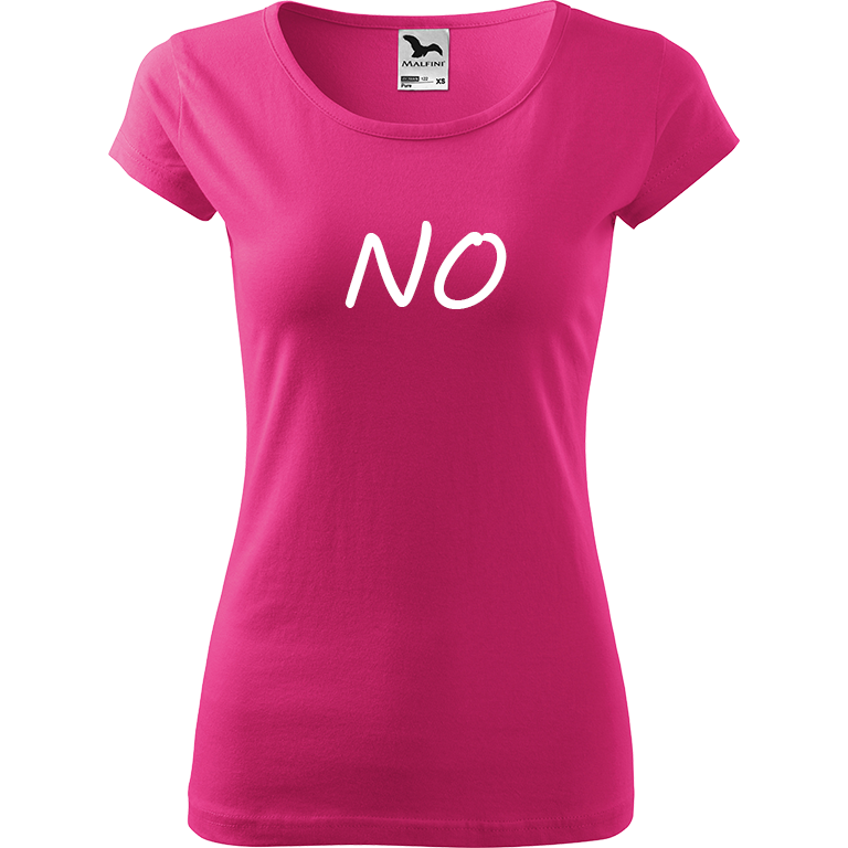 Ručně malované dámské bavlněné tričko - NO Barva trička: RŮŽOVÁ, Velikost trička: XL, Barva motivu: BÍLÁ