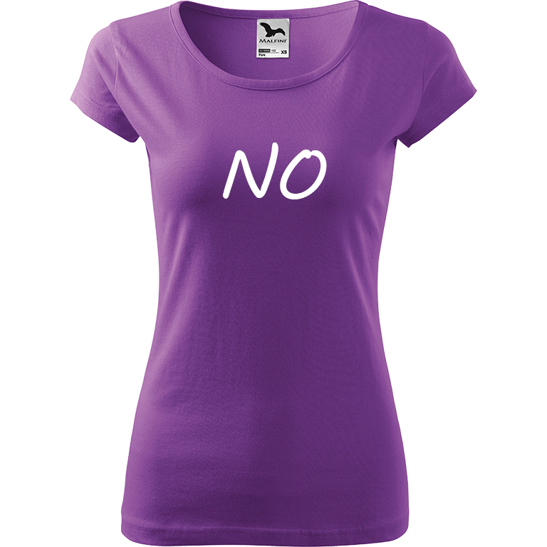 Ručně malované dámské bavlněné tričko - NO Barva trička: FIALOVÁ, Velikost trička: XL, Barva motivu: BÍLÁ
