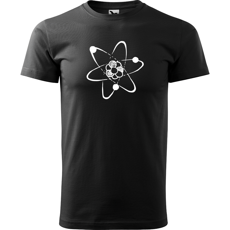 Ručně malované pánské bavlněné tričko - Atom Barva trička: ČERNÁ, Velikost trička: M, Barva motivu: BÍLÁ