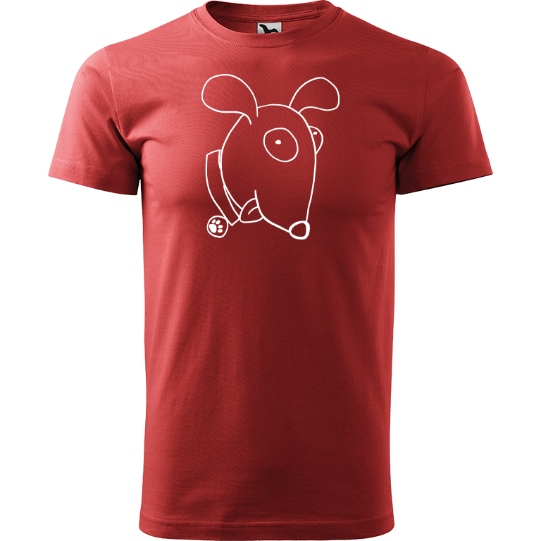 Ručně malované pánské bavlněné tričko - Crazy pes Barva trička: BORDÓ, Velikost trička: L, Barva motivu: BÍLÁ