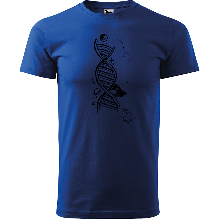 Ručně malované pánské bavlněné tričko - DNA Barva trička: MODRÁ, Velikost trička: XXL, Barva motivu: ČERNÁ