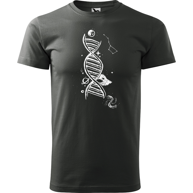 Ručně malované pánské bavlněné tričko - DNA Barva trička: TMAVÁ BŘIDLICE, Velikost trička: L, Barva motivu: BÍLÁ