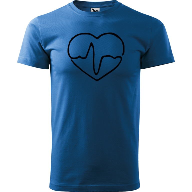 Ručně malované pánské bavlněné tričko - Doktorské srdce Barva trička: AZUROVÁ, Velikost trička: S, Barva motivu: ČERNÁ