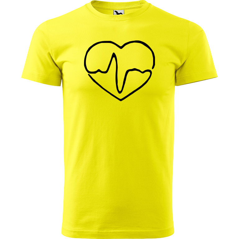 Ručně malované pánské bavlněné tričko - Doktorské srdce Barva trička: CITRONOVÁ, Velikost trička: XXL, Barva motivu: ČERNÁ
