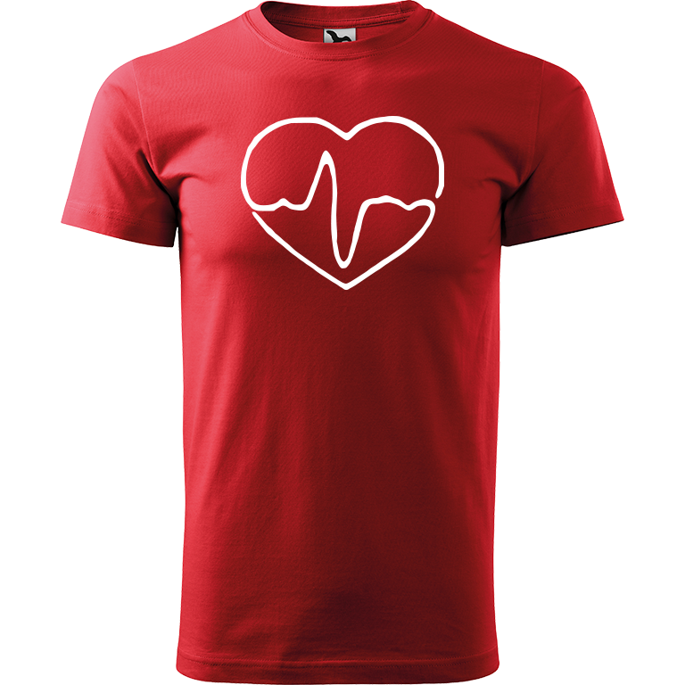 Ručně malované pánské bavlněné tričko - Doktorské srdce Barva trička: ČERVENÁ, Velikost trička: XS, Barva motivu: BÍLÁ