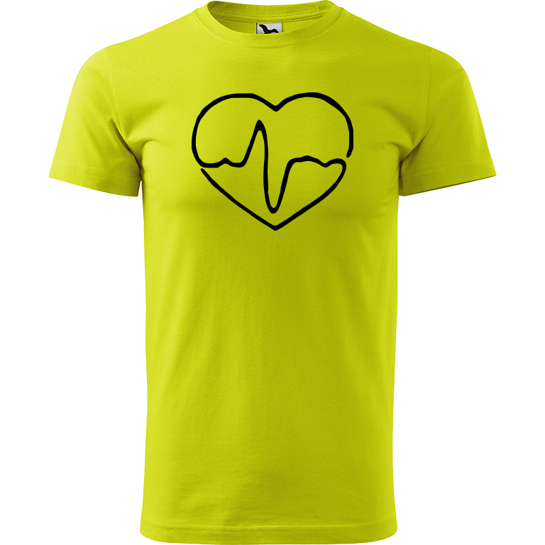 Ručně malované pánské bavlněné tričko - Doktorské srdce Barva trička: LIMETKOVÁ, Velikost trička: XL, Barva motivu: ČERNÁ
