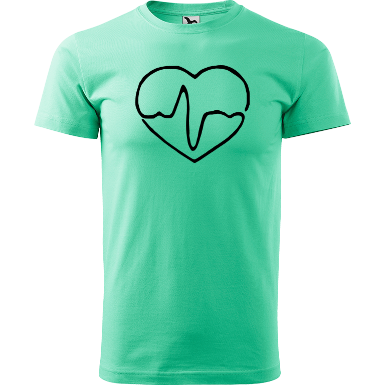 Ručně malované pánské bavlněné tričko - Doktorské srdce Barva trička: MÁTOVÁ, Velikost trička: XXL, Barva motivu: ČERNÁ
