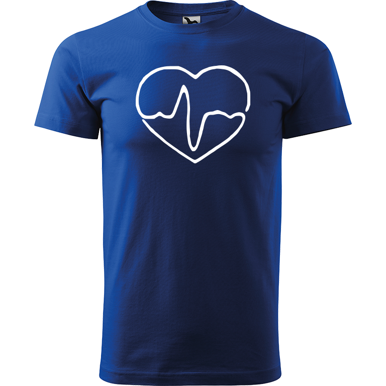 Ručně malované pánské bavlněné tričko - Doktorské srdce Barva trička: MODRÁ, Velikost trička: S, Barva motivu: BÍLÁ