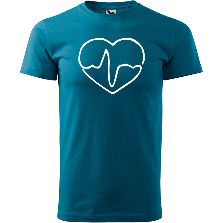 Ručně malované pánské bavlněné tričko - Doktorské srdce Barva trička: PETROLEJOVÁ, Velikost trička: M, Barva motivu: BÍLÁ