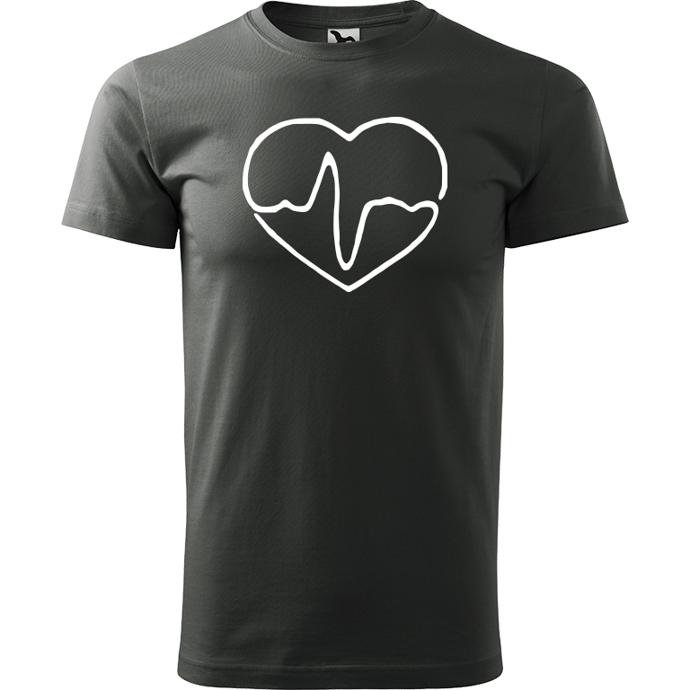 Ručně malované pánské bavlněné tričko - Doktorské srdce Barva trička: TMAVÁ BŘIDLICE, Velikost trička: L, Barva motivu: BÍLÁ