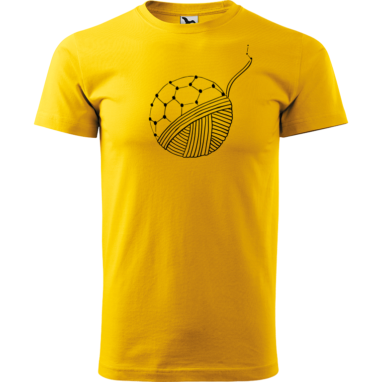 Ručně malované pánské bavlněné tričko - Fulleren Barva trička: ŽLUTÁ, Velikost trička: L, Barva motivu: ČERNÁ