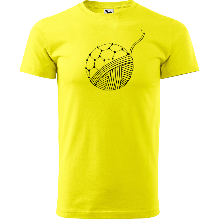 Ručně malované pánské bavlněné tričko - Fulleren Barva trička: CITRONOVÁ, Velikost trička: XL, Barva motivu: ČERNÁ