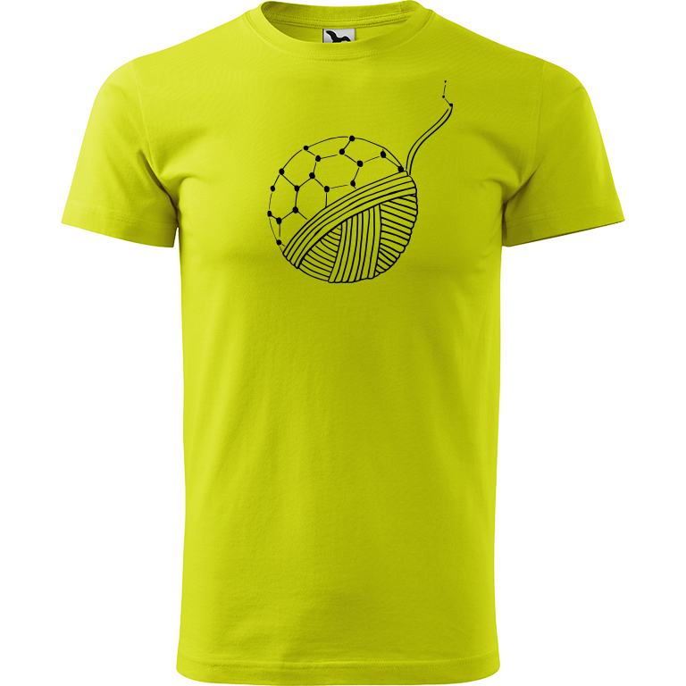 Ručně malované pánské bavlněné tričko - Fulleren Barva trička: LIMETKOVÁ, Velikost trička: XL, Barva motivu: ČERNÁ