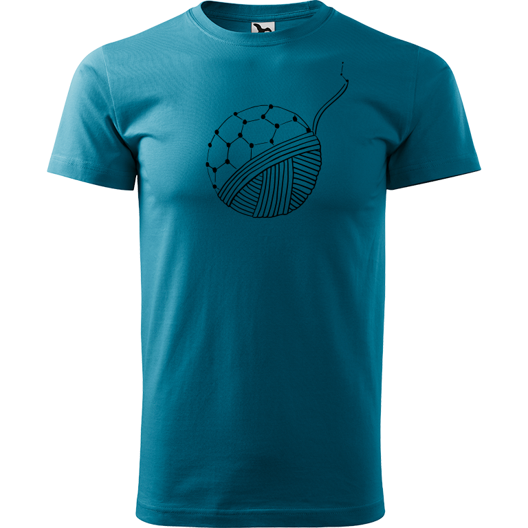 Ručně malované pánské bavlněné tričko - Fulleren Barva trička: TMAVĚ TYRKYSOVÁ, Velikost trička: XL, Barva motivu: ČERNÁ