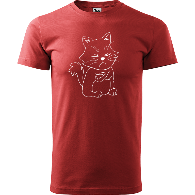 Ručně malované pánské bavlněné tričko - Grumpy Kitty Barva trička: BORDÓ, Velikost trička: XXL, Barva motivu: BÍLÁ