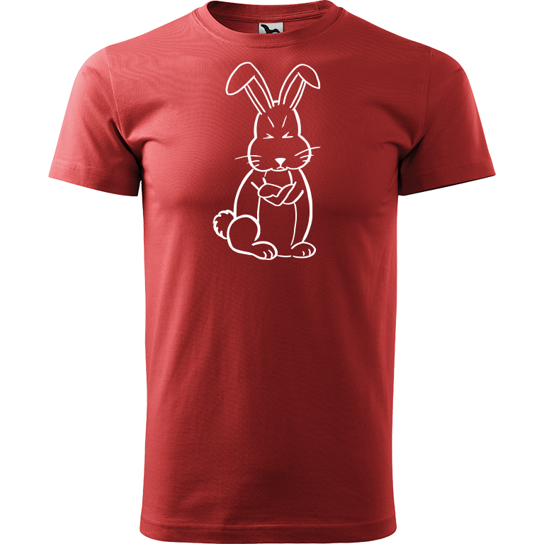 Ručně malované pánské bavlněné tričko - Grumpy Rabbit Barva trička: BORDÓ, Velikost trička: XXL, Barva motivu: BÍLÁ