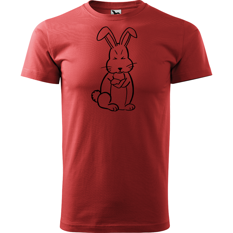 Ručně malované pánské bavlněné tričko - Grumpy Rabbit Barva trička: BORDÓ, Velikost trička: S, Barva motivu: ČERNÁ
