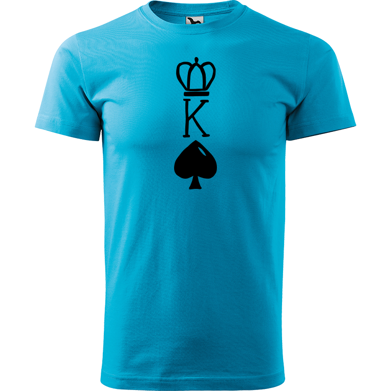 Ručně malované pánské bavlněné tričko - King Barva trička: TYRKYSOVÁ, Velikost trička: XS, Barva motivu: ČERNÁ