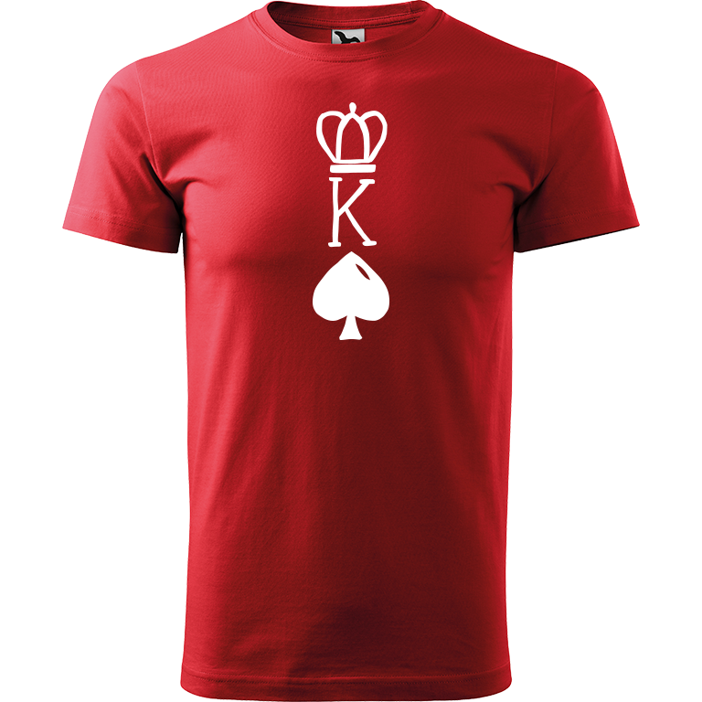 Ručně malované pánské bavlněné tričko - King Barva trička: ČERVENÁ, Velikost trička: XXL, Barva motivu: BÍLÁ