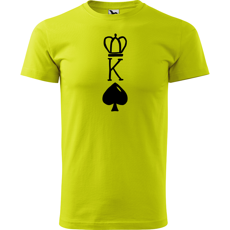 Ručně malované pánské bavlněné tričko - King Barva trička: LIMETKOVÁ, Velikost trička: L, Barva motivu: ČERNÁ