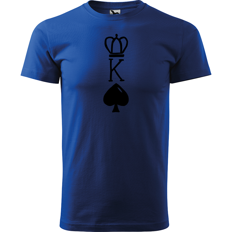 Ručně malované pánské bavlněné tričko - King Barva trička: MODRÁ, Velikost trička: L, Barva motivu: ČERNÁ