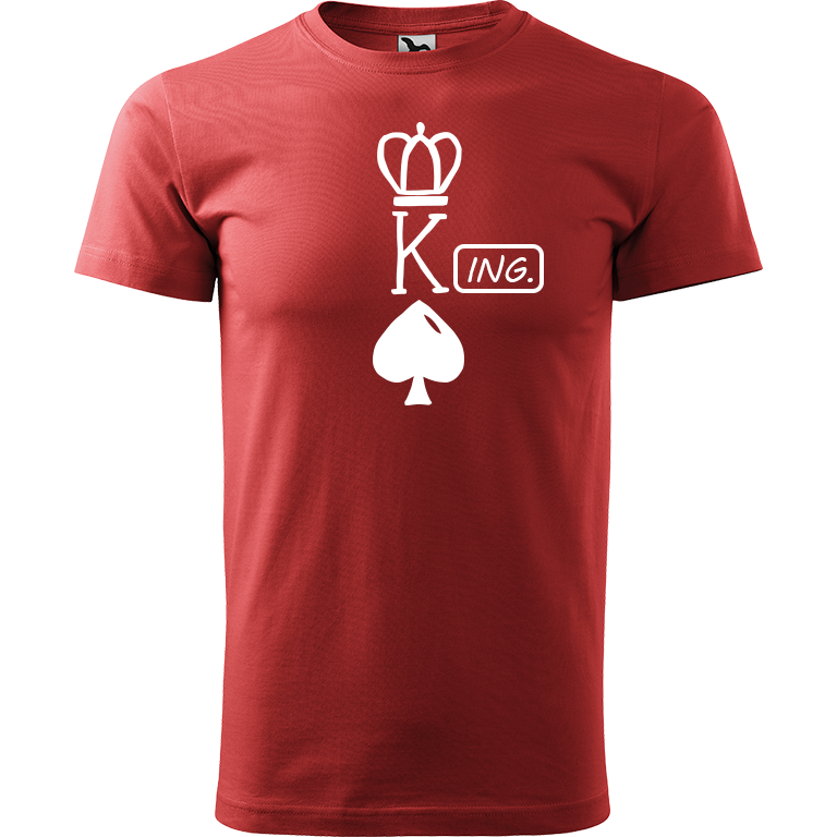 Ručně malované pánské bavlněné tričko - King - Ing. Barva trička: BORDÓ, Velikost trička: XXL, Barva motivu: BÍLÁ