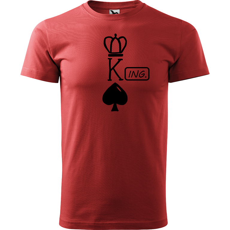 Ručně malované pánské bavlněné tričko - King - Ing. Barva trička: BORDÓ, Velikost trička: XXL, Barva motivu: ČERNÁ