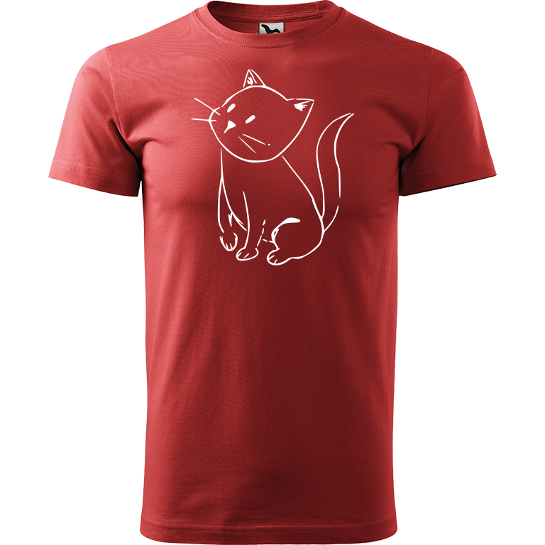 Ručně malované pánské bavlněné tričko - Kotě Barva trička: BORDÓ, Velikost trička: XXL, Barva motivu: BÍLÁ