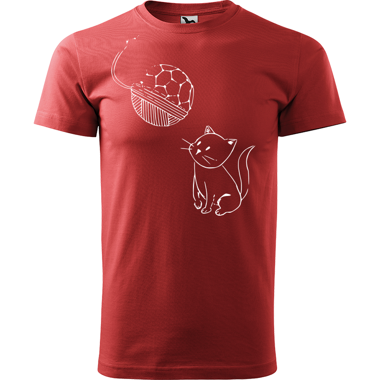 Ručně malované pánské bavlněné tričko - Kotě s Fullerenem Barva trička: BORDÓ, Velikost trička: XXL, Barva motivu: BÍLÁ