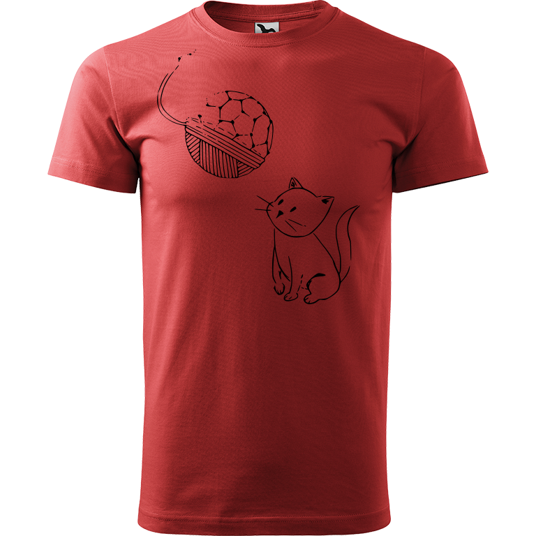 Ručně malované pánské bavlněné tričko - Kotě s Fullerenem Barva trička: BORDÓ, Velikost trička: L, Barva motivu: ČERNÁ