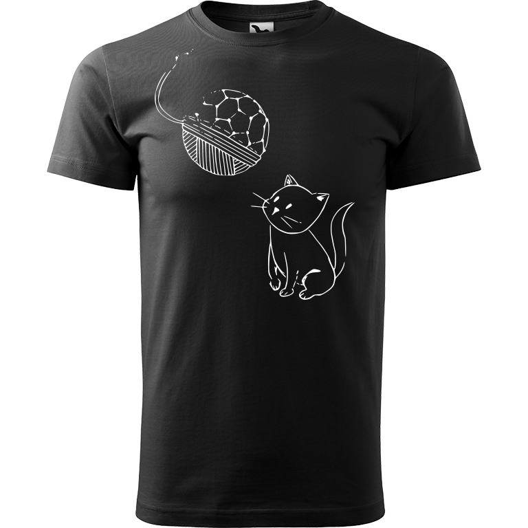 Ručně malované pánské bavlněné tričko - Kotě s Fullerenem Barva trička: ČERNÁ, Velikost trička: M, Barva motivu: BÍLÁ