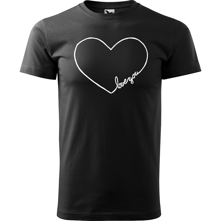 Ručně malované pánské bavlněné tričko - "Love You" srdce Barva trička: ČERNÁ, Velikost trička: XS, Barva motivu: BÍLÁ