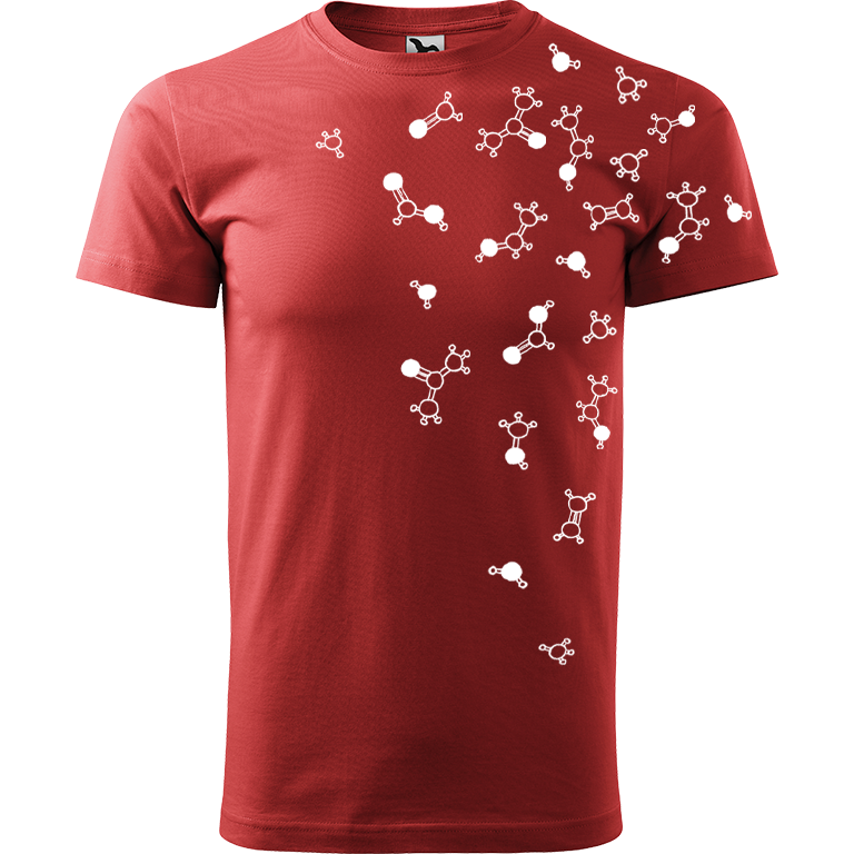 Ručně malované pánské bavlněné tričko - Molekuly Barva trička: BORDÓ, Velikost trička: XXL, Barva motivu: BÍLÁ