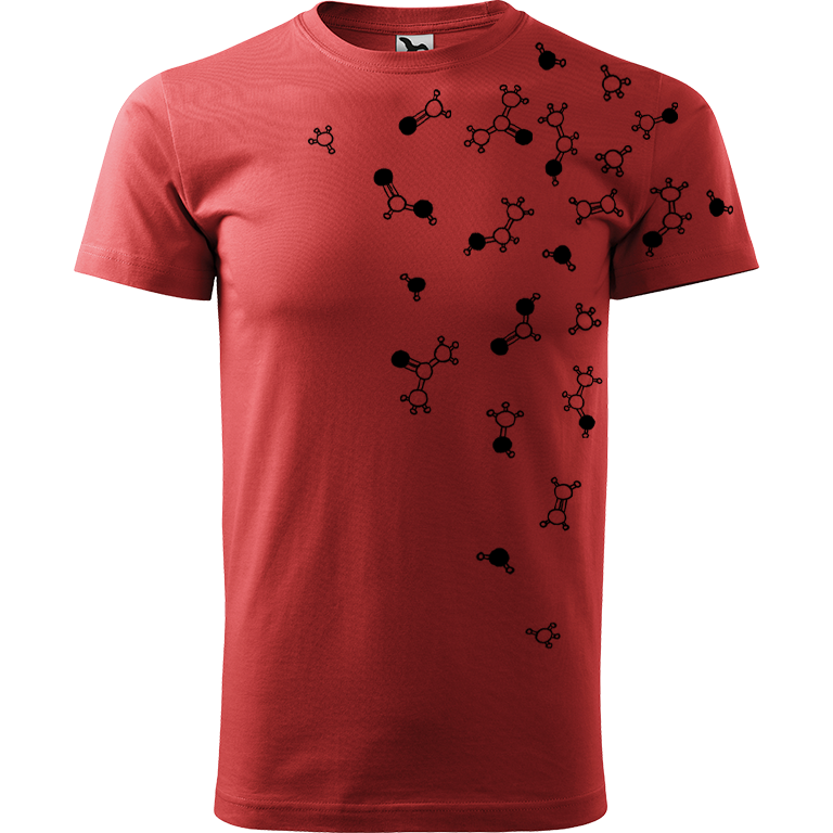 Ručně malované pánské bavlněné tričko - Molekuly Barva trička: BORDÓ, Velikost trička: XXL, Barva motivu: ČERNÁ
