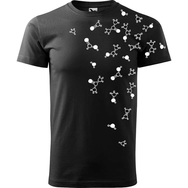 Ručně malované pánské bavlněné tričko - Molekuly Barva trička: ČERNÁ, Velikost trička: XL, Barva motivu: BÍLÁ