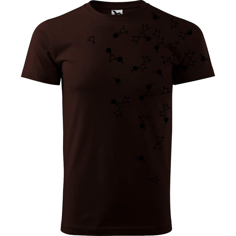 Ručně malované pánské bavlněné tričko - Molekuly Barva trička: KÁVOVÁ, Velikost trička: L, Barva motivu: ČERNÁ